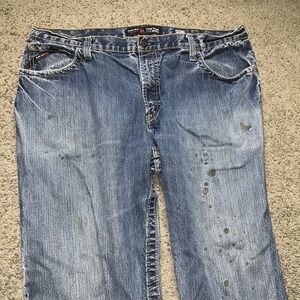 Ariat Work FR Jeans Mens 42x32 Blue M4 Low Rise Boot Cut CAT 2 NFPA 2112